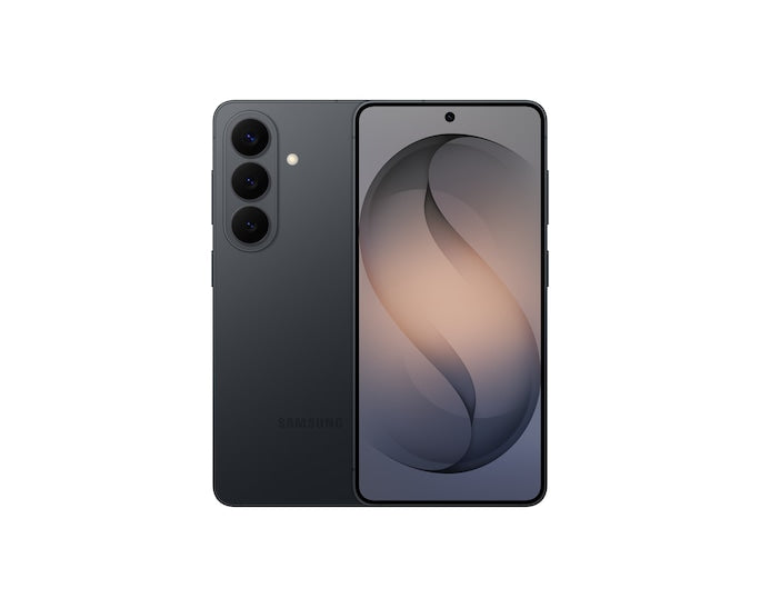 Samsung Galaxy S26 noir, vues avant et arrière — visuel constructeur