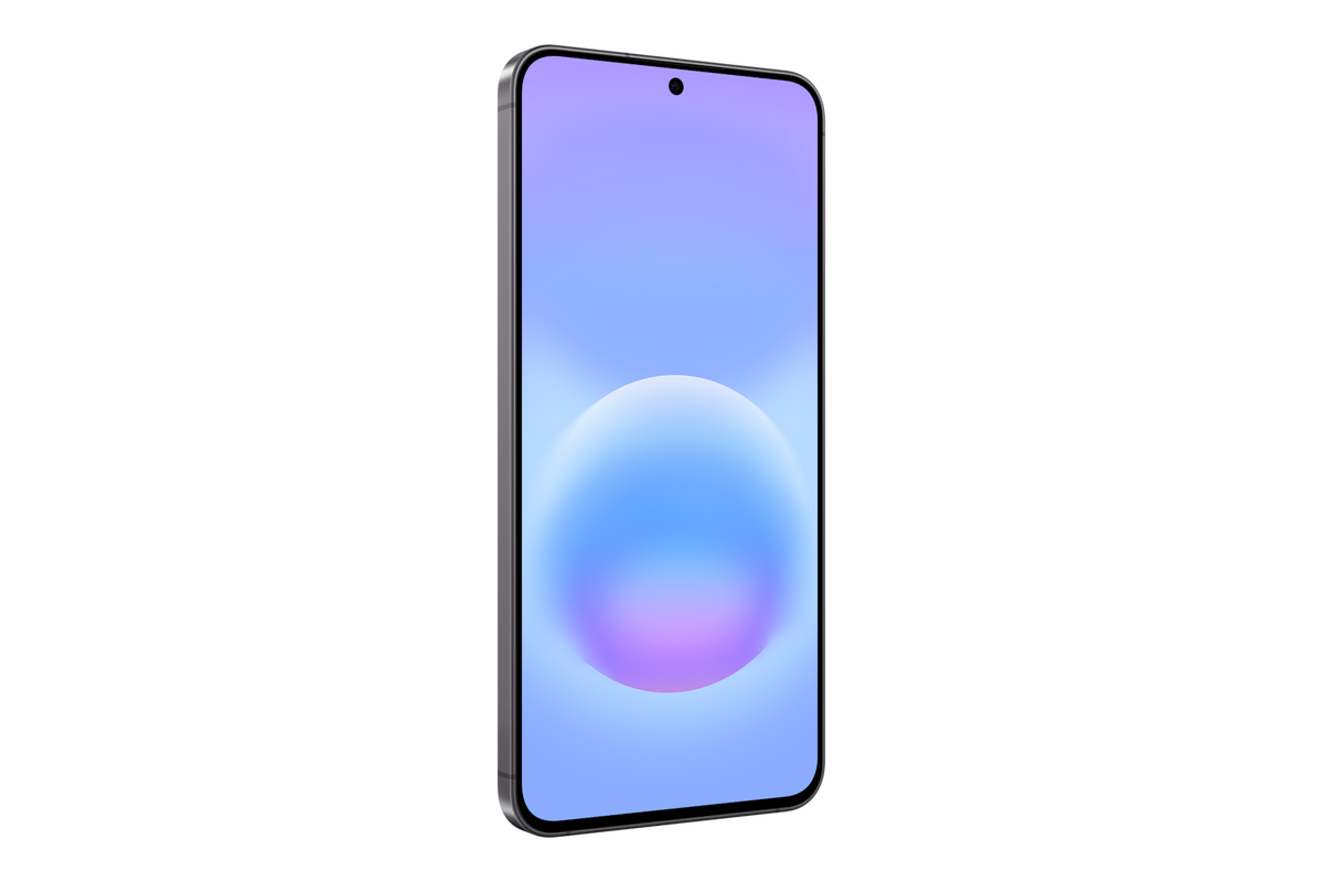 Samsung Galaxy A57 gris — trois quarts gauche